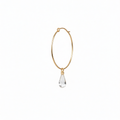 Round knot hoop earrings by Chorthip featuring sparkling white topaz stones on polished metal hoops.