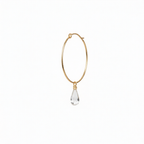Round knot hoop earrings by Chorthip featuring sparkling white topaz stones on polished metal hoops.