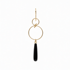 Chorthip infinity knot earrings with black onyx drop design, featuring silver-toned metal and intricate craftsmanship.