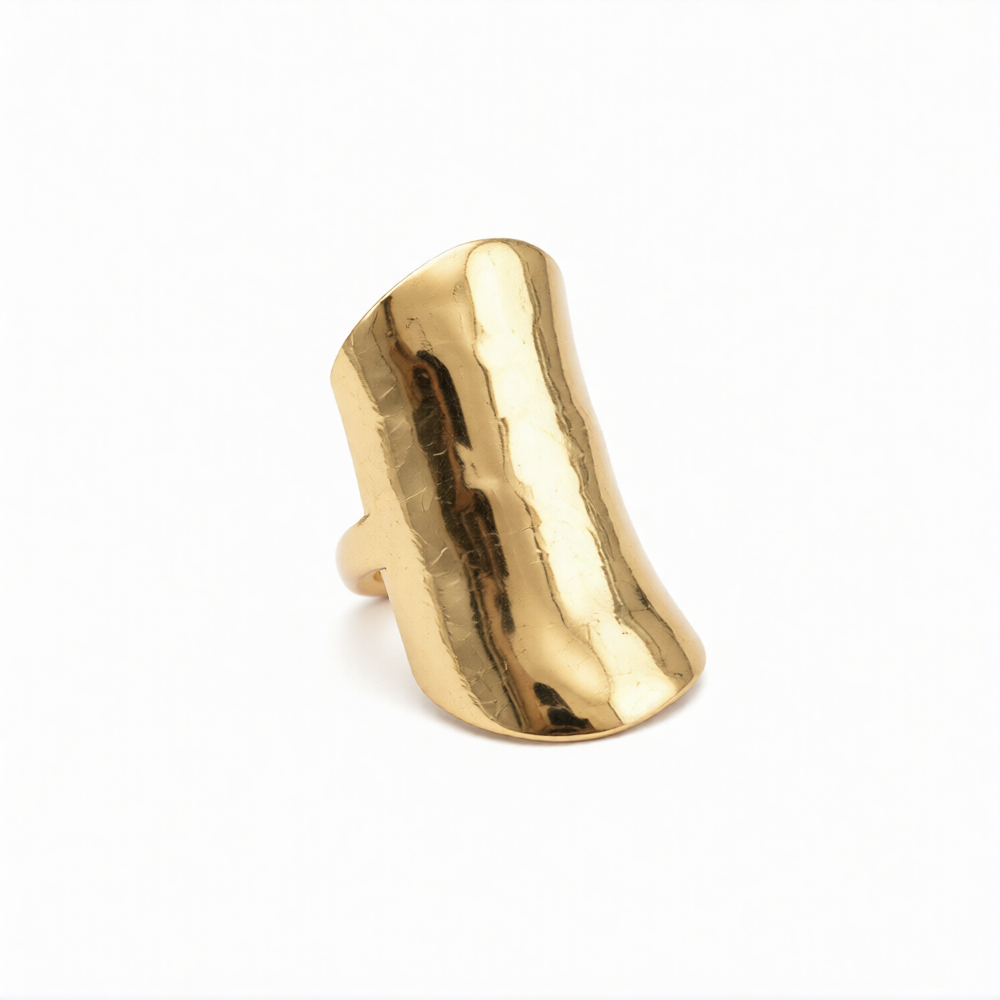 Gold Leaf Ring by Chorthip featuring a delicate gold leaf design on a sleek ring band.