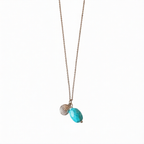 Silver spiral pendant with turquoise stone charm, featuring a stylish design by Chorthip for jewelry or accessory use.