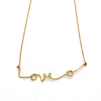 Gold Love Knot Necklace by Chorthip with intertwined heart-shaped design on a delicate chain.
