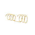 Pair of Helix Double Spiral Rings by Chorthip, showcasing shiny silver finish and intricate double spiral design on a plain background.