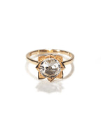 Elegant Arisa Rose engagement ring by Chorthip featuring a delicate rose-shaped design and sparkling center stone.