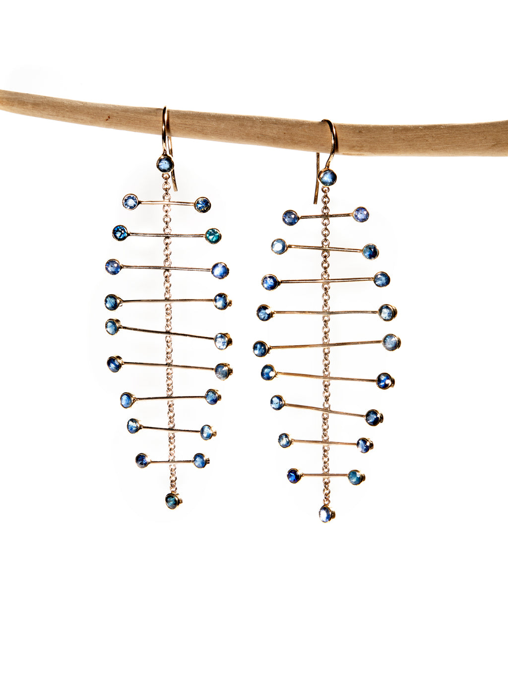 Chorthip Arisa Azure Mobile Earrings featuring elegant blue gemstone dangles and silver hooks for stylish wear