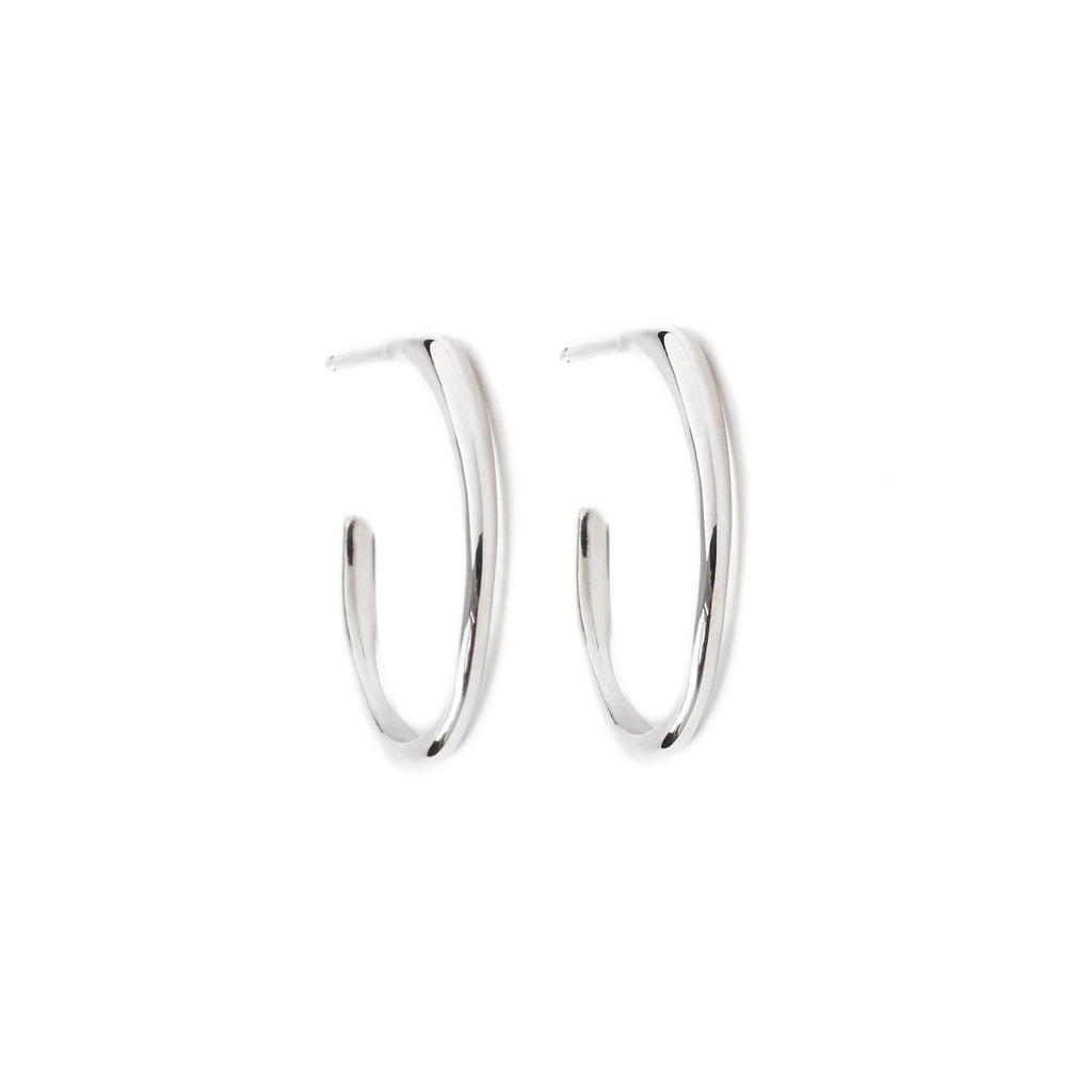 Small Raindrop Hoop Earrings by Chorthip featuring delicate silver hoops with raindrop-shaped charms.