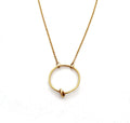 Chorthip Circle Knot Pendant necklace featuring a sleek, circular knot design in polished metal on a delicate chain