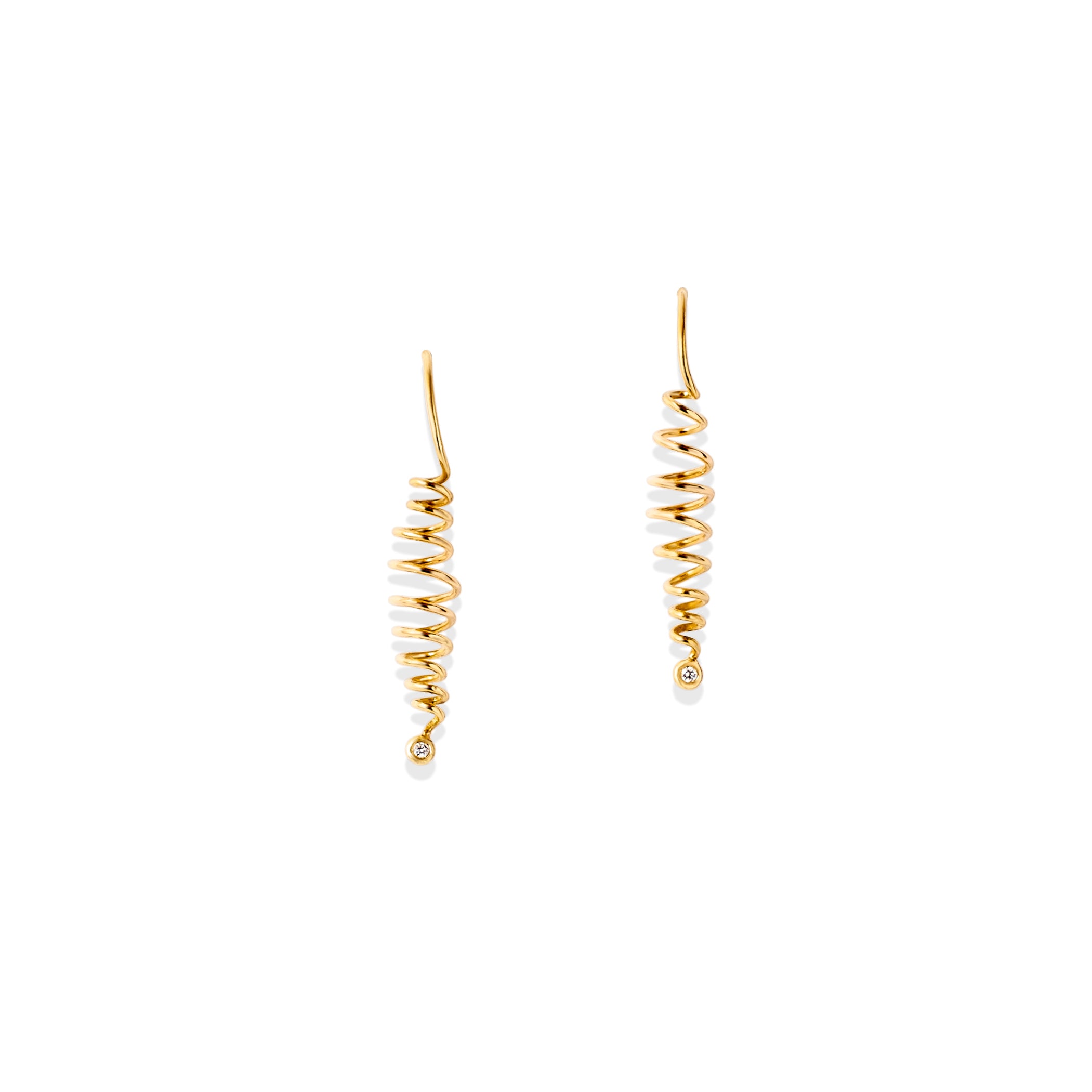 Chorthip Helix Spiral Earrings showing twisted silver earrings with a spiral design for women.