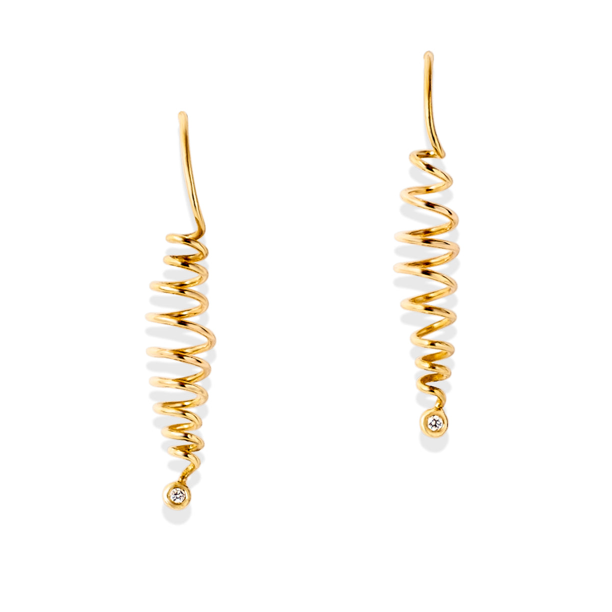Chorthip Helix Spiral Earrings featuring sleek, twisted metal design showcasing modern jewelry style.