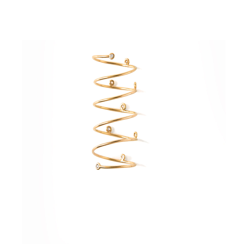 Close-up of Chorthip Helix Spiral Ring showcasing its twisted design and polished silver finish.