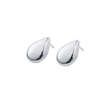 Medium Chorthip raindrop earrings with shiny button design, silver-tone, hanging from delicate hooks.