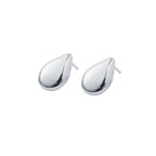 Medium Chorthip raindrop earrings with shiny button design, silver-tone, hanging from delicate hooks.