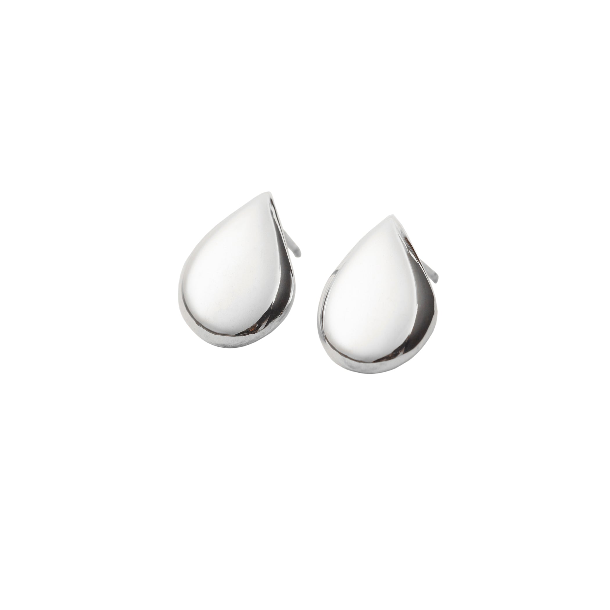 Large raindrop-shaped earrings by Chorthip featuring shiny button design, shown as elegant earrings on a neutral background.