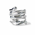 Shiny silver Raindrop Ring by Chorthip featuring a large teardrop-shaped gemstone design on a sleek band.