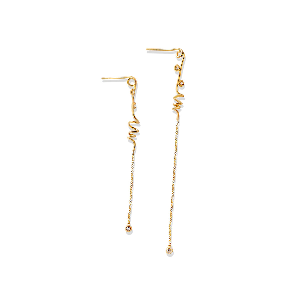 Saturated image of Chorthip Helix Spiral Drop Earrings showing the intricate spiral design and shiny metal finish.