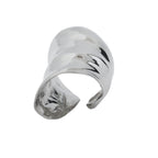 Silver Leaf Ring by Chorthip featuring a delicate leaf design, crafted in silver, displayed on a neutral background.